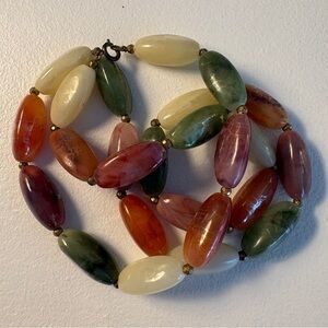 Chunky Neutral Fall Tone Necklace - 30" Long